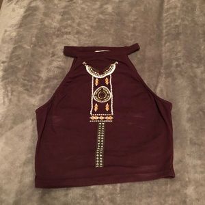 LA Hearts maroon crop top